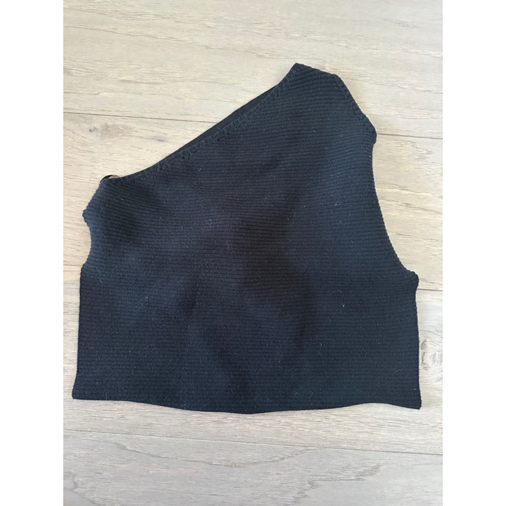 Forever 21 Black One Shoulder Tie Back Tank Top Small